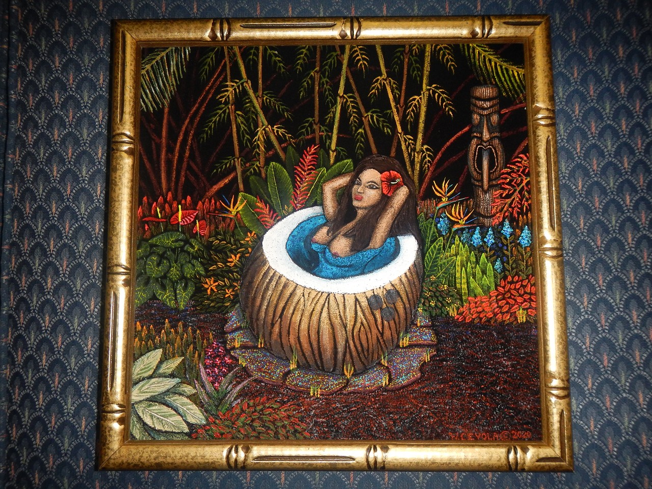 19 Tiki Oasis Wendy Cevola 2020  Hot Tub Hula Girl 13 x 13 Acrylic $500 (26)