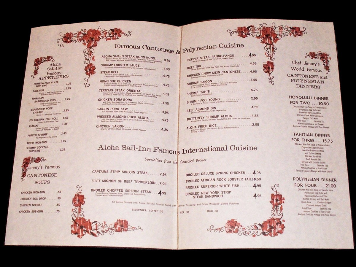 aloha inn menu interior