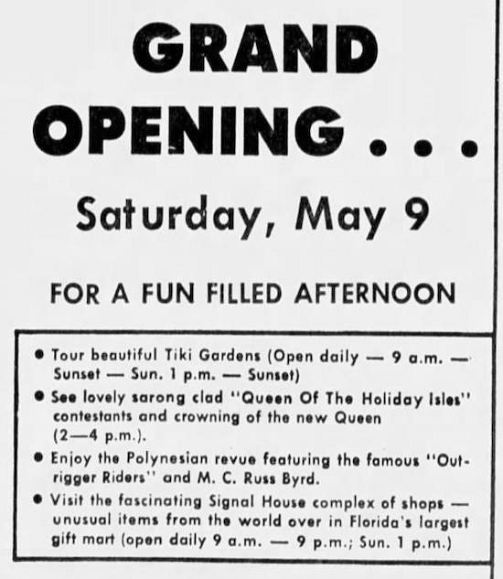 1964_05_09 Grand Opening Tiki Gardens